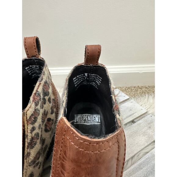 Independent Boot Company Celeste Leather Brown Cheetah Leopard Point Boots - Picture 5 of 9